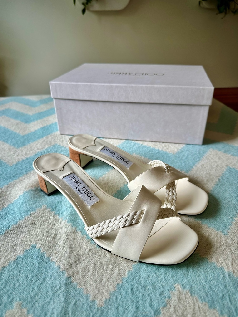Jimmy Choo Rori Slide Sandal - "latte" (ivory/white) 36.5/6.5B - Almost New! - Picture 2 of 7